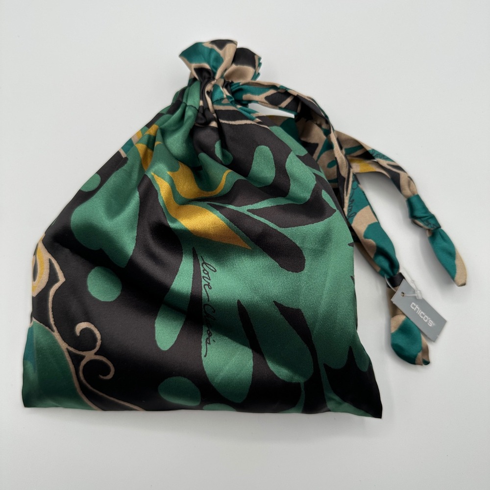 Chico's 4 pc SATIN SLEEP SET Pillowcase Mask Scrunchie Bag GREAT GIFT NWT